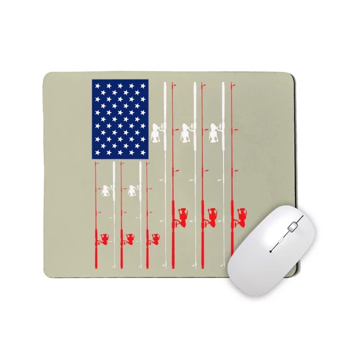 Fishing Rod US Flag Cute Fish Hunting Gift Mousepad