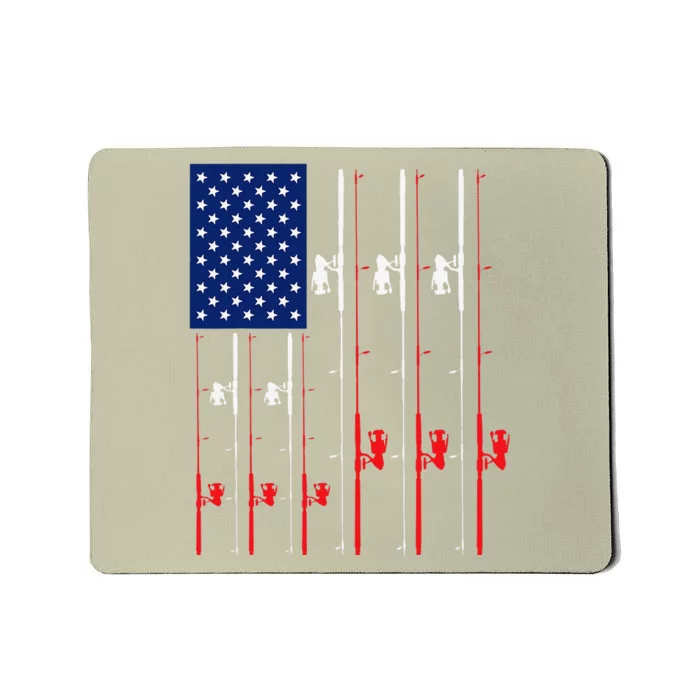 Fishing Rod US Flag Cute Fish Hunting Gift Mousepad