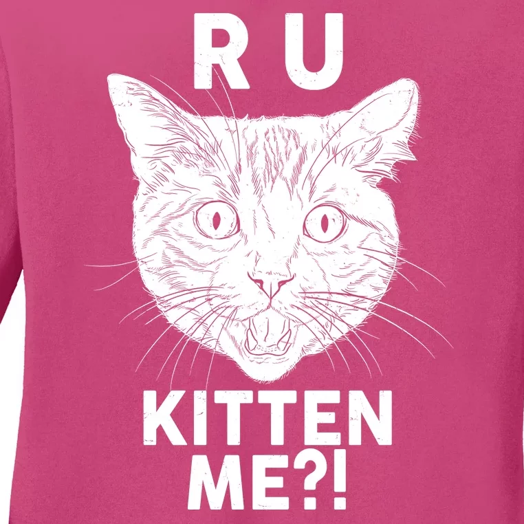 Funny R U Kitten Me Are You Kidding Me Cat Ladies Long Sleeve Shirt