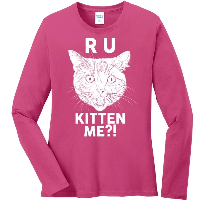 Funny R U Kitten Me Are You Kidding Me Cat Ladies Long Sleeve Shirt