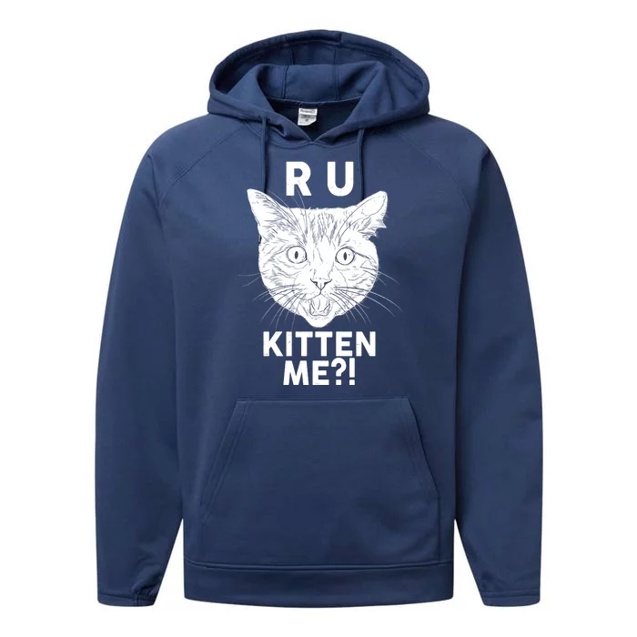 Funny R U Kitten Me Are You Kidding Me Cat Performance Fleece Hoodie