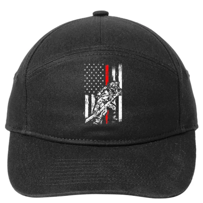 Firefighter Red Us Patriotic Funny Fireman American Flag 7-Panel Snapback Hat