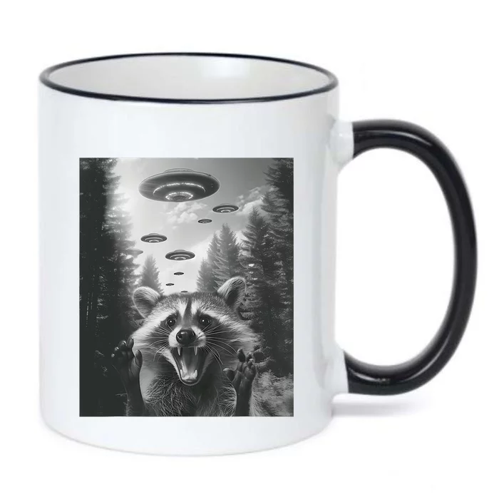 Funny Raccoon UFO Alien Invasion Black Color Changing Mug