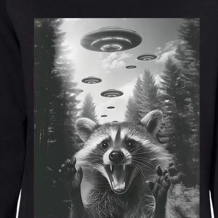 Funny Raccoon UFO Alien Invasion Womens California Wash Sweatshirt