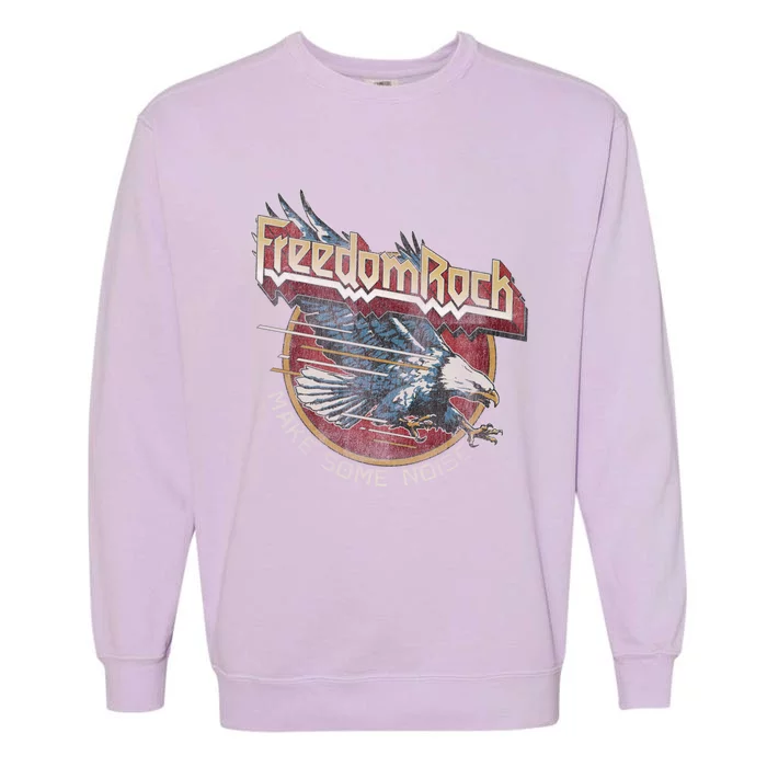 Freedom Rock Usa Eagle Vintage Retro Band Concert 4th July Gift Garment-Dyed Sweatshirt