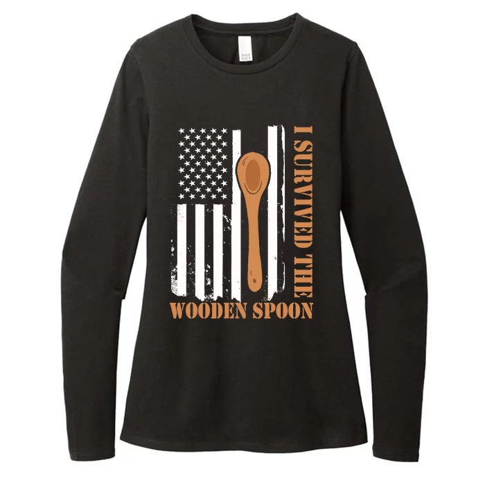 Funny Retro Vintage Wooden Spoon Survivor Womens CVC Long Sleeve Shirt