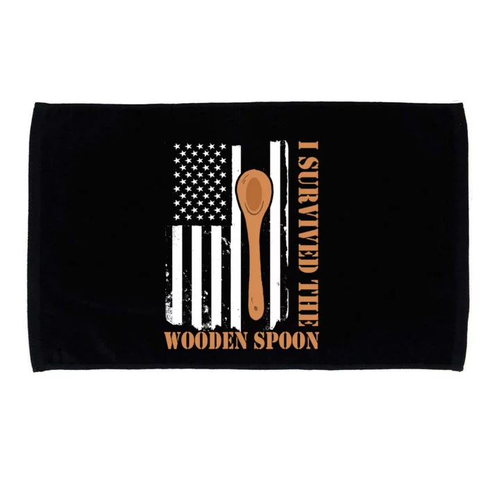 Funny Retro Vintage Wooden Spoon Survivor Microfiber Hand Towel