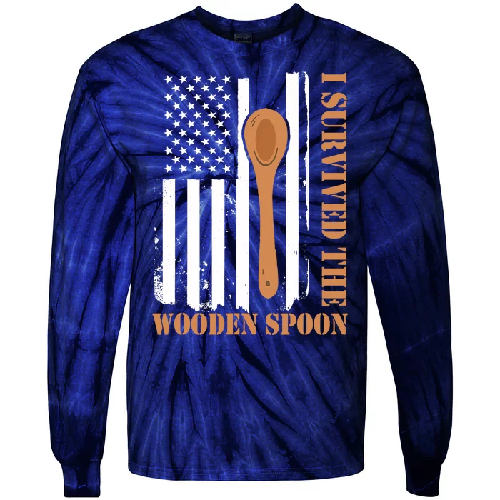 Funny Retro Vintage Wooden Spoon Survivor Tie-Dye Long Sleeve Shirt