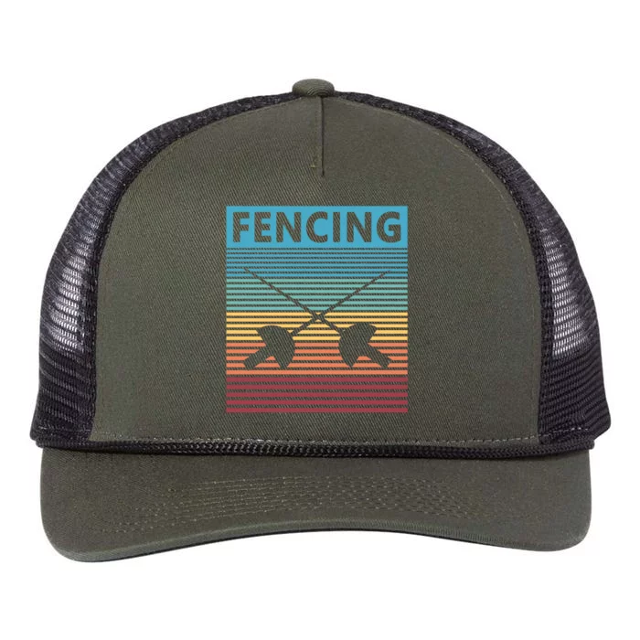 Fencing Retro Vintage Fencing Gift Retro Rope Trucker Hat Cap