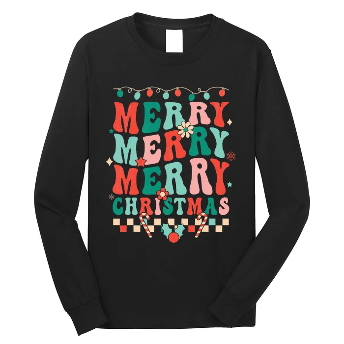 Festive Retro Vibes Groovy Christmas Family Outfits Long Sleeve Shirt