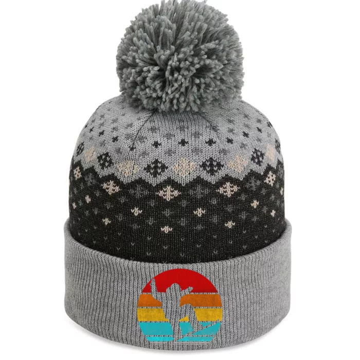 Funny Retro Vintage Snowboarding The Baniff Cuffed Pom Beanie