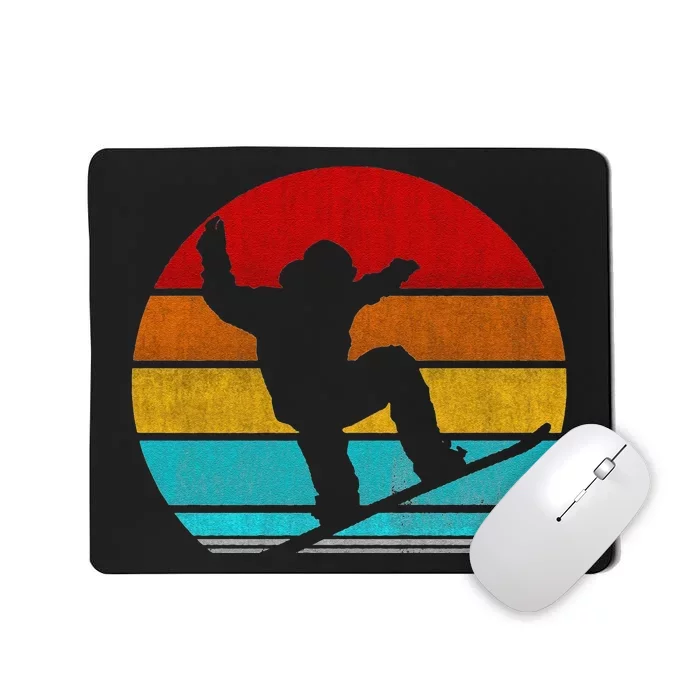 Funny Retro Vintage Snowboarding Mousepad