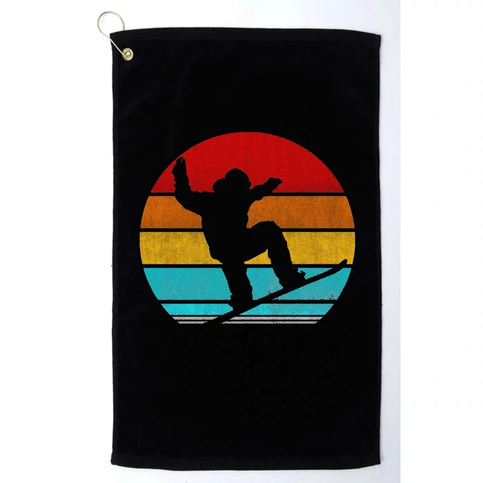 Funny Retro Vintage Snowboarding Platinum Collection Golf Towel