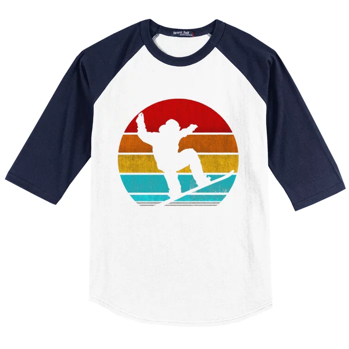 Funny Retro Vintage Snowboarding Baseball Sleeve Shirt