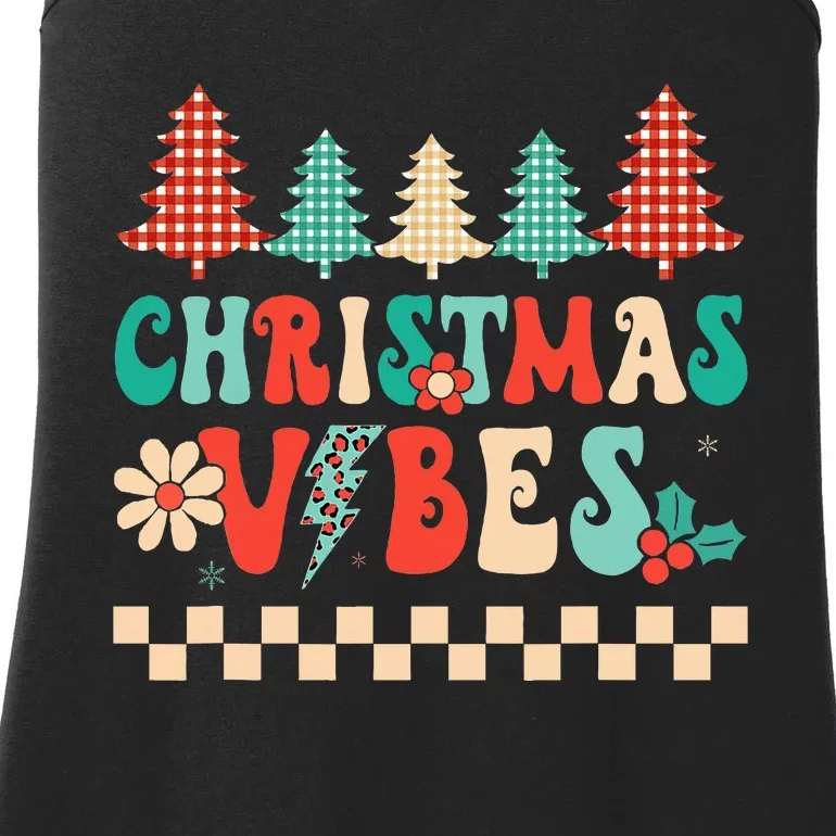 Festive Retro Vibes Groovy Christmas Family Outfits Ladies Essential Tank