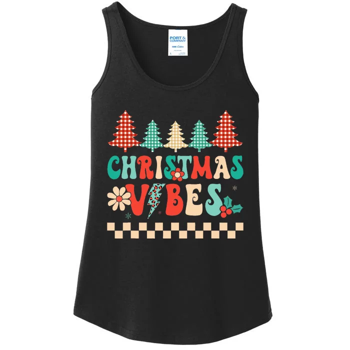 Festive Retro Vibes Groovy Christmas Family Outfits Ladies Essential Tank