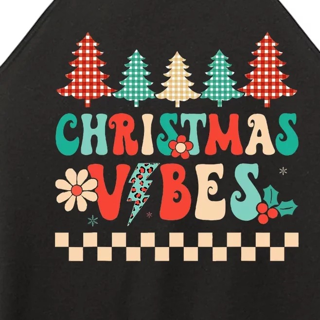 Festive Retro Vibes Groovy Christmas Family Outfits Women’s Perfect Tri Rocker Tank