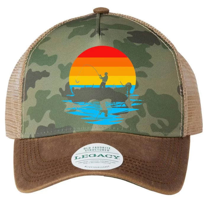 Fishing Retro Vintage Sunset Fishing Lover Legacy Tie Dye Trucker Hat