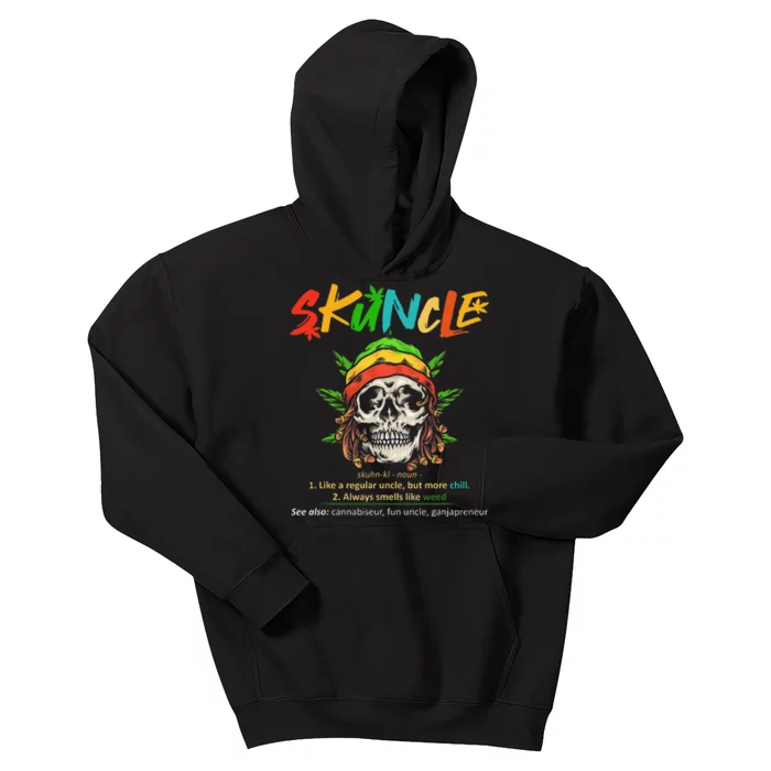 Funny Retro Vintage Uncle Skunkle Weed Smoker Kids Hoodie