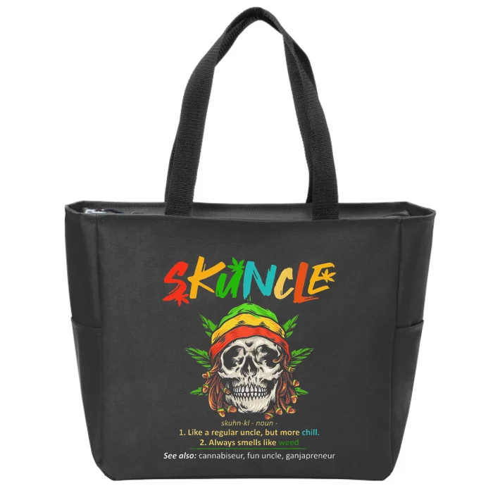 Funny Retro Vintage Uncle Skunkle Weed Smoker Zip Tote Bag