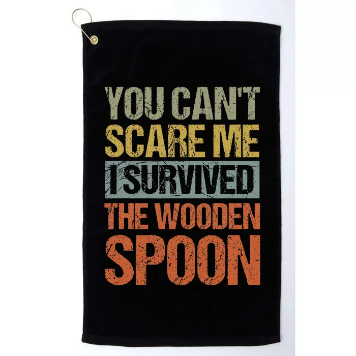 Funny Retro Vintage Wooden Spoon Survivor Platinum Collection Golf Towel