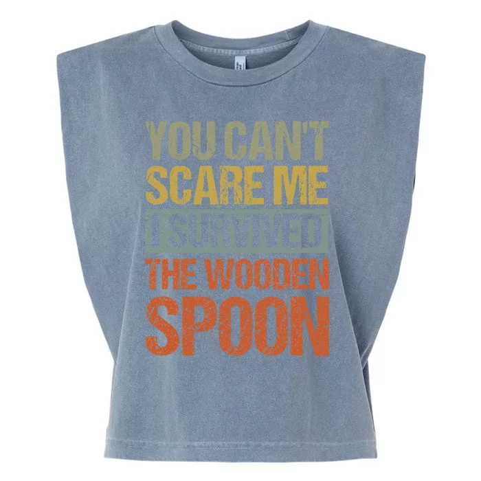 Funny Retro Vintage Wooden Spoon Survivor Garment-Dyed Women's Muscle Tee