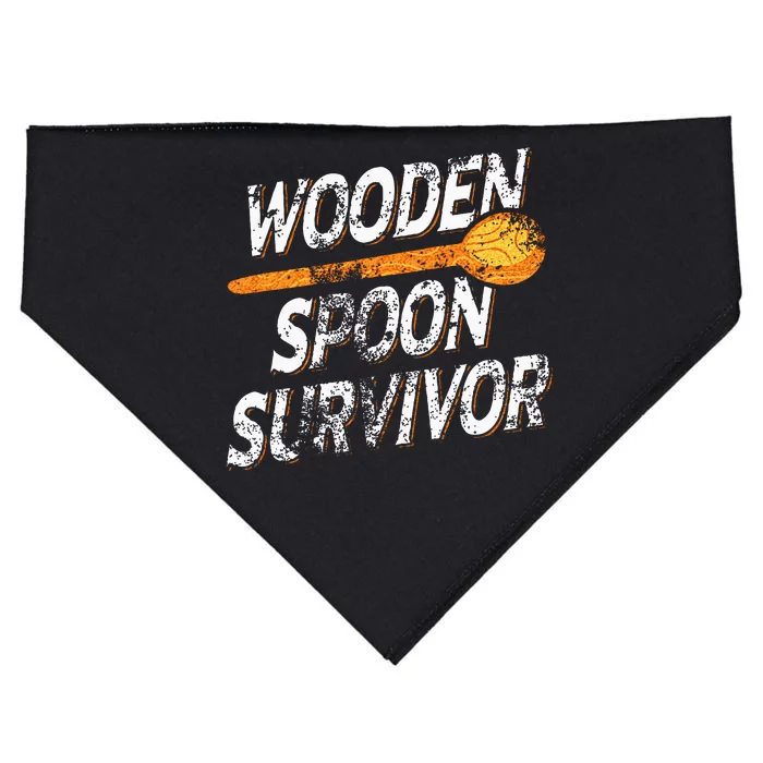 Funny Retro Vintage Wooden Spoon Survivor USA-Made Doggie Bandana