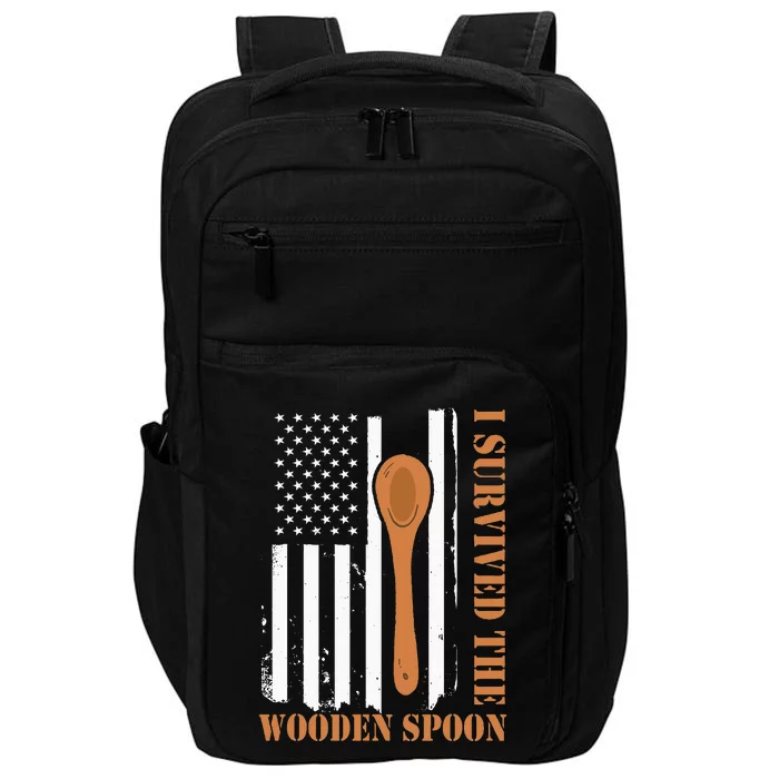 Funny Retro Vintage Wooden Spoon Survivor Impact Tech Backpack