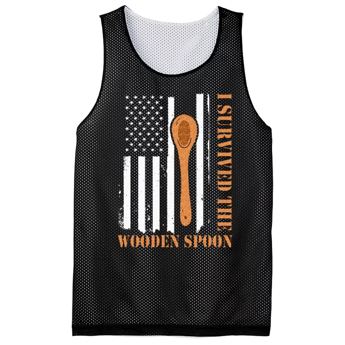 Funny Retro Vintage Wooden Spoon Survivor Mesh Reversible Basketball Jersey Tank