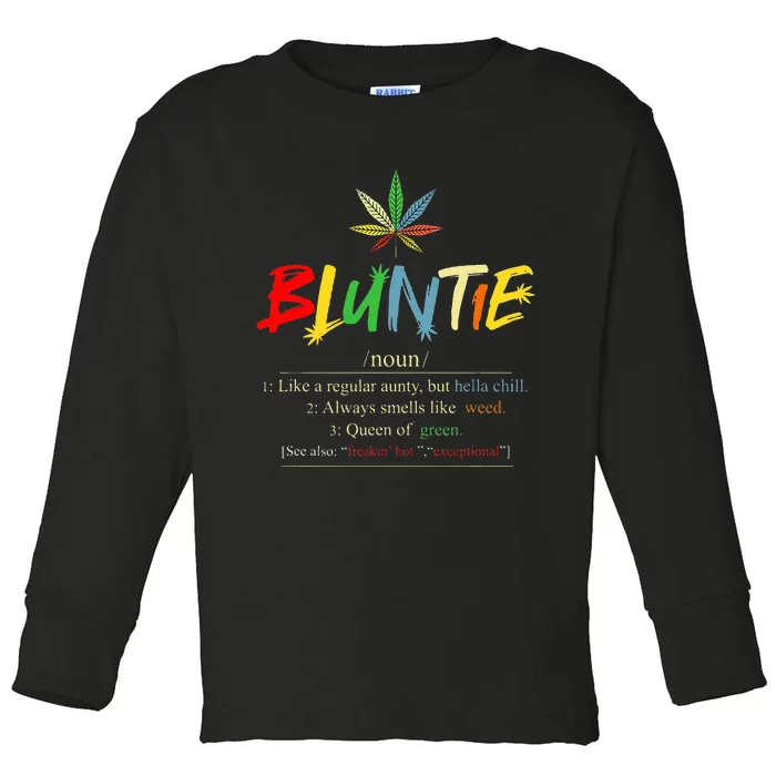 Funny Retro Vintage aunt wear Bluntie Funny Aunt Weed Toddler Long Sleeve Shirt