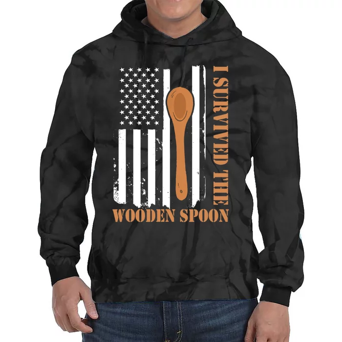 Funny Retro Vintage Wooden Spoon Survivor Tie Dye Hoodie