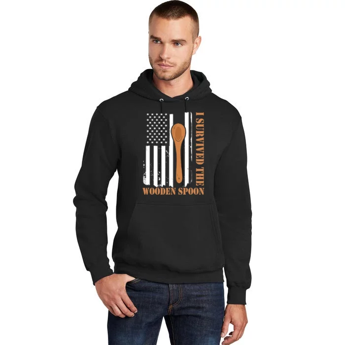 Funny Retro Vintage Wooden Spoon Survivor Tall Hoodie