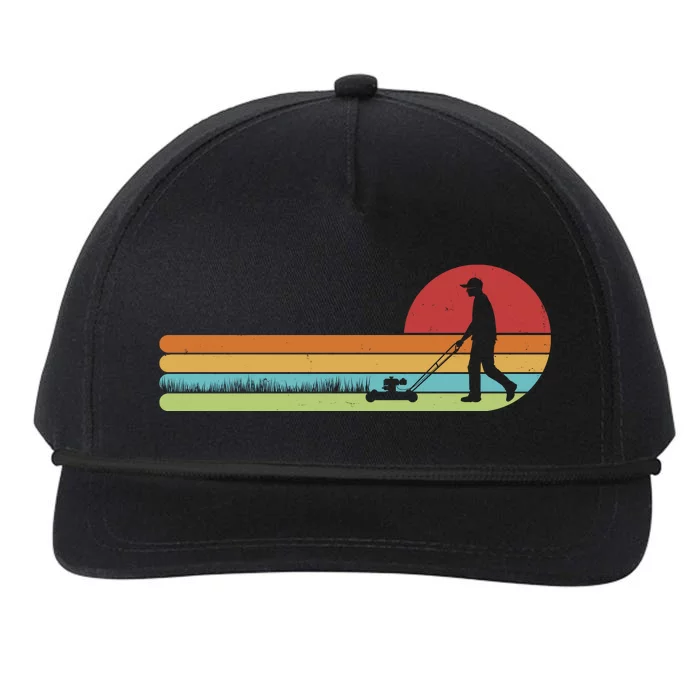 Funny Retro Vintage Lawn Mower Man Snapback Five-Panel Rope Hat