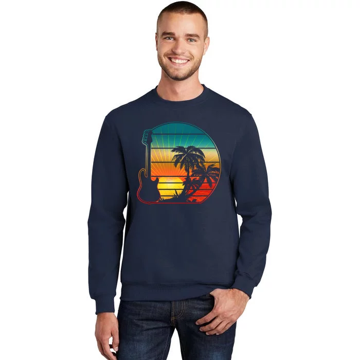 Funny Retro Vintage Guitar Sunset Sunrise Island Tall Sweatshirt