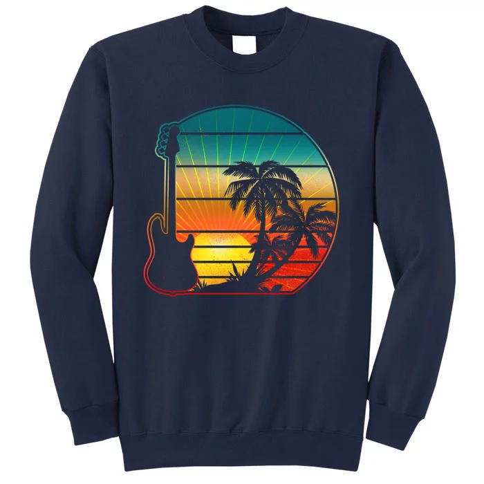 Funny Retro Vintage Guitar Sunset Sunrise Island Tall Sweatshirt