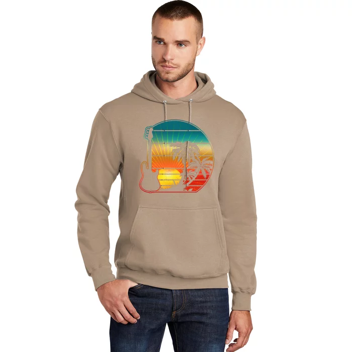 Funny Retro Vintage Guitar Sunset Sunrise Island Hoodie