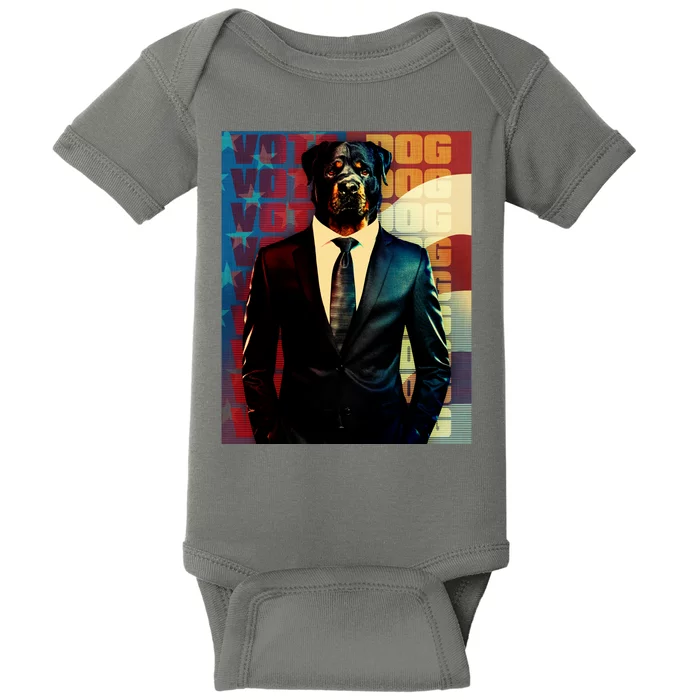 Funny Retro Vintage Election Vote Dog Baby Bodysuit