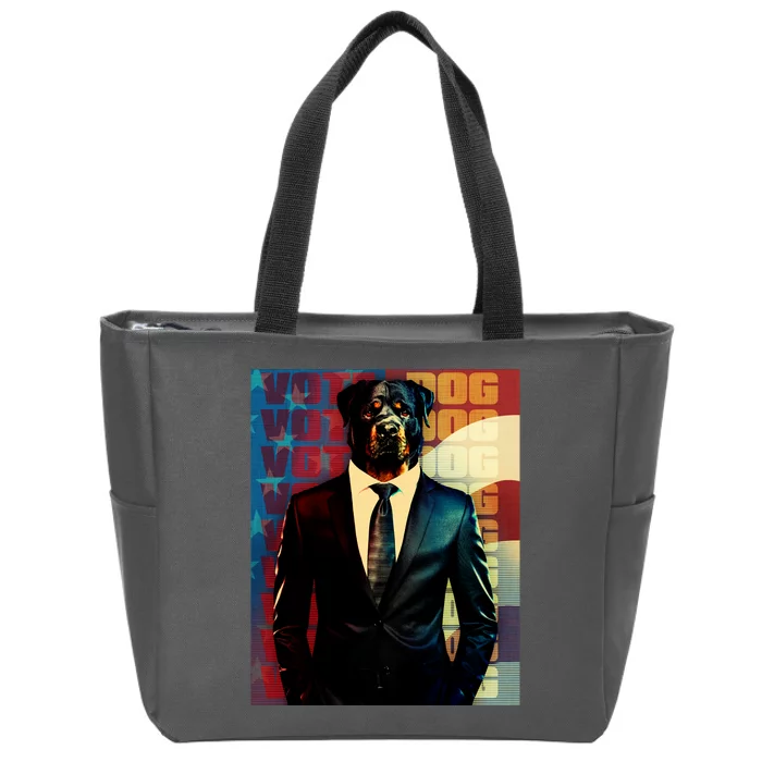 Funny Retro Vintage Election Vote Dog Zip Tote Bag