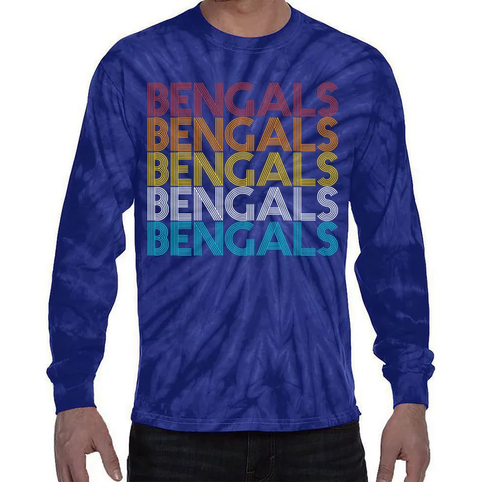 Funny Retro Vintage Bengals Tie-Dye Long Sleeve Shirt