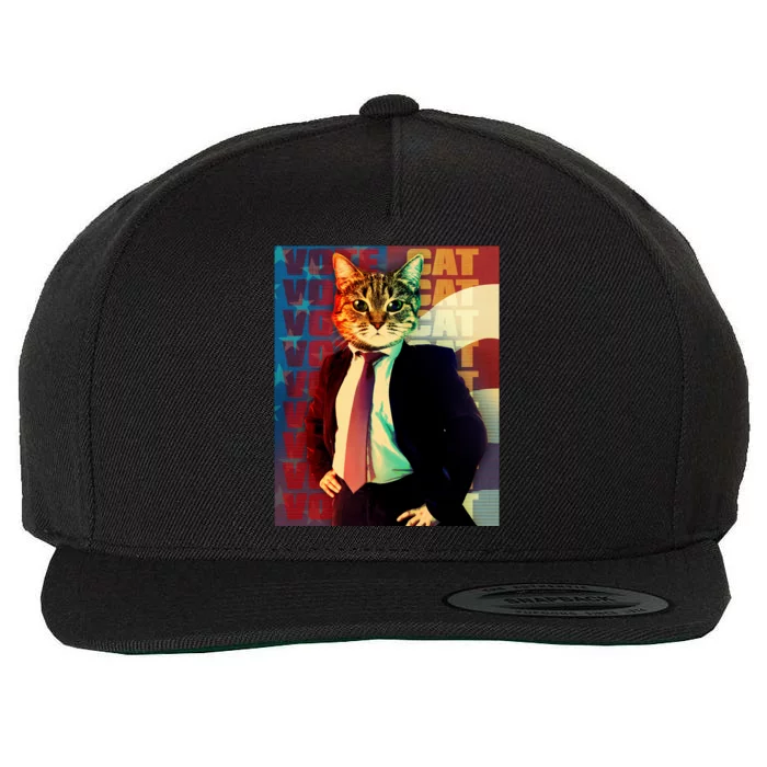 Funny Retro Vintage Election Vote Cat Wool Snapback Cap