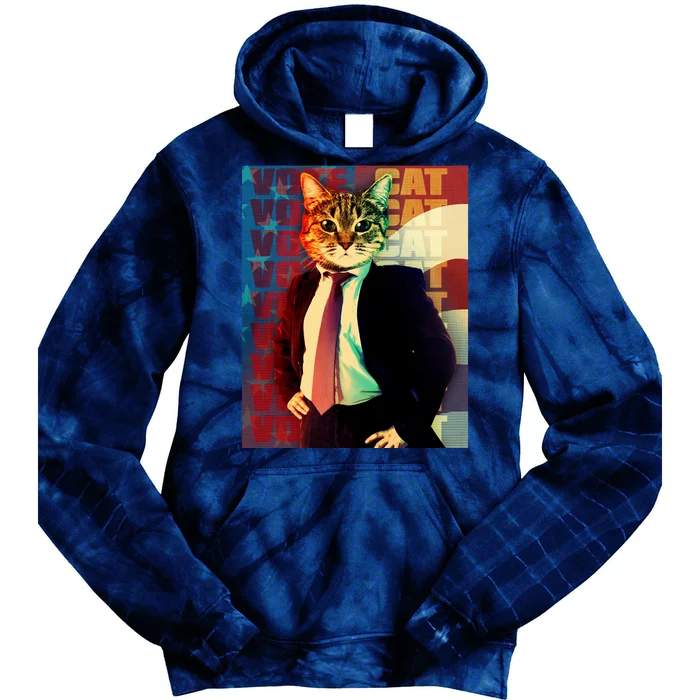 Funny Retro Vintage Election Vote Cat Tie Dye Hoodie