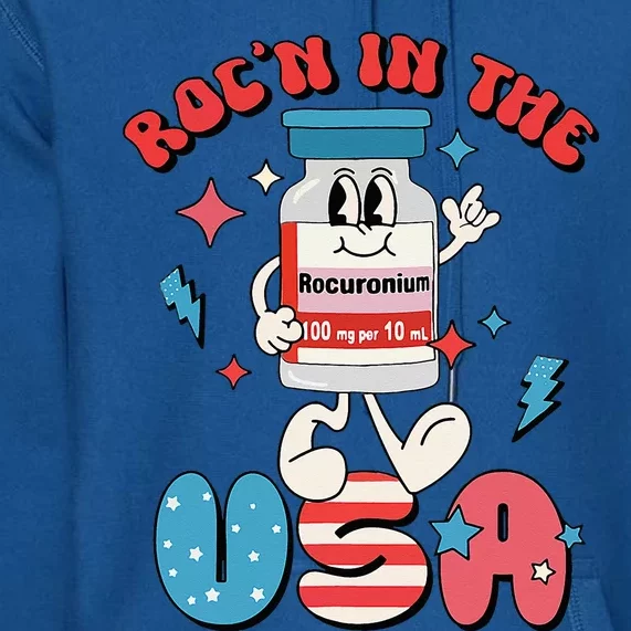 Funny Retro Vial Rocn In The USA Happy 4th Of July Vibes Premium Hoodie