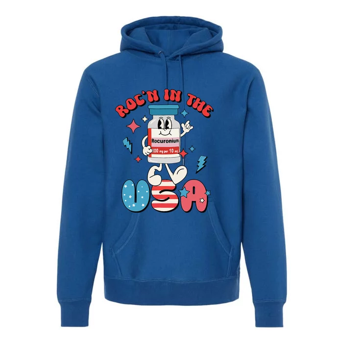 Funny Retro Vial Rocn In The USA Happy 4th Of July Vibes Premium Hoodie