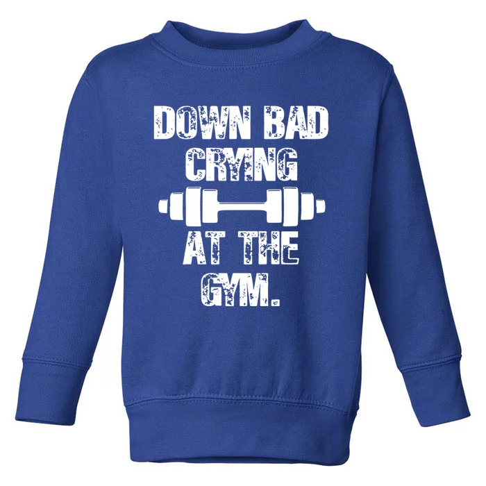 Funny Retro Vintage Saying Down Bad Crying At The Gym Lover Meaningful Gift Toddler Sweatshirt