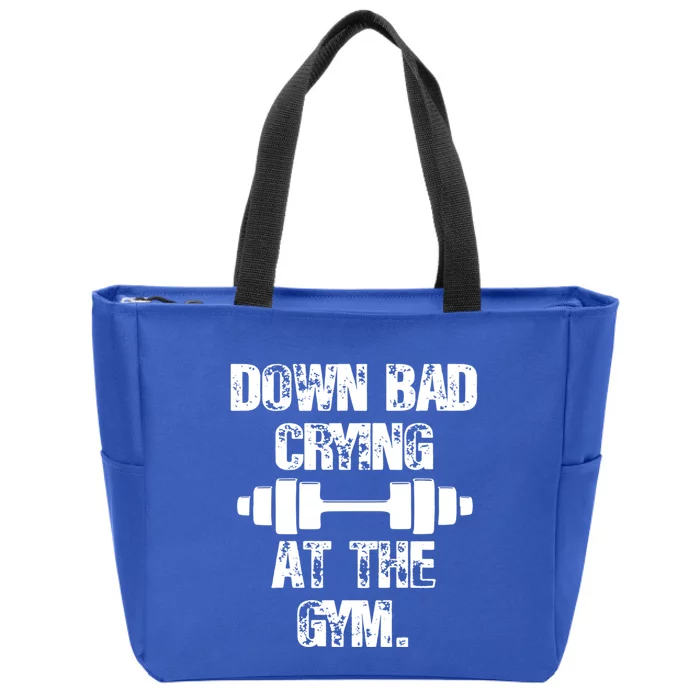 Funny Retro Vintage Saying Down Bad Crying At The Gym Lover Meaningful Gift Zip Tote Bag