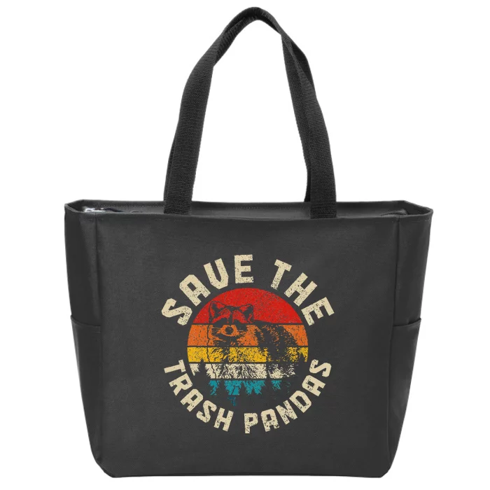 Funny Raccoon Vintage Save The Racoon Zip Tote Bag