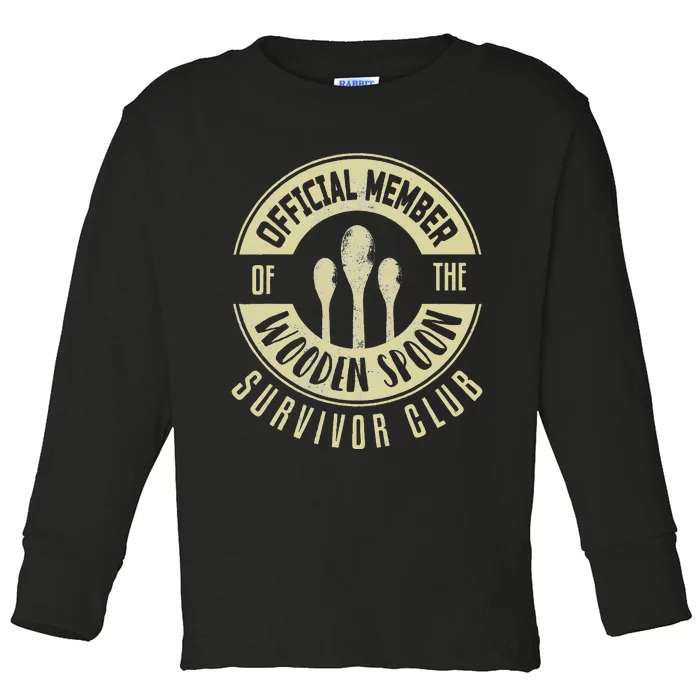 Funny Retro Vintage Wooden Spoon Survivor Toddler Long Sleeve Shirt