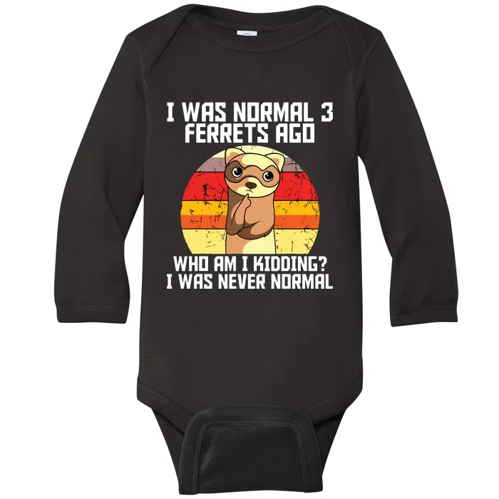 Ferret Retro Vintage Animal Lover Baby Long Sleeve Bodysuit