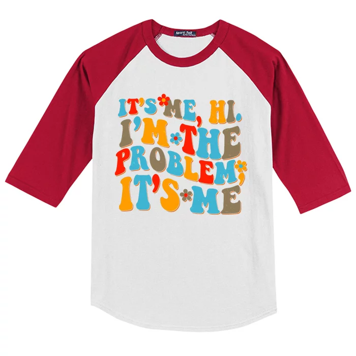 Funny Retro Vintage It's Me Hi I'm The Problem It's Me Kids Colorblock Raglan Jersey