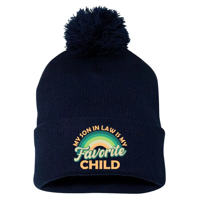 Funny Retro Vintage My Son In Law Is My Favorite Child Pom Pom 12in Knit Beanie